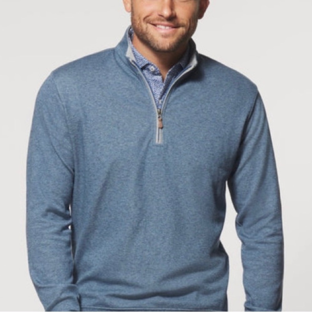 johnnie-O Sully Blue Quarter-Zip Sweater